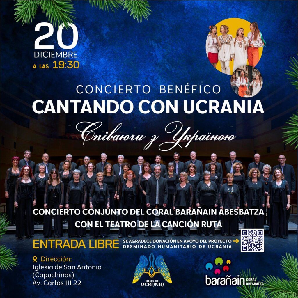 Concierto Benéfico «CANTANDO CON UCRANIA» – Colaboración del Coral de Barañain ABESBATZA y Teatro de la Canción Ucraniana RUTA